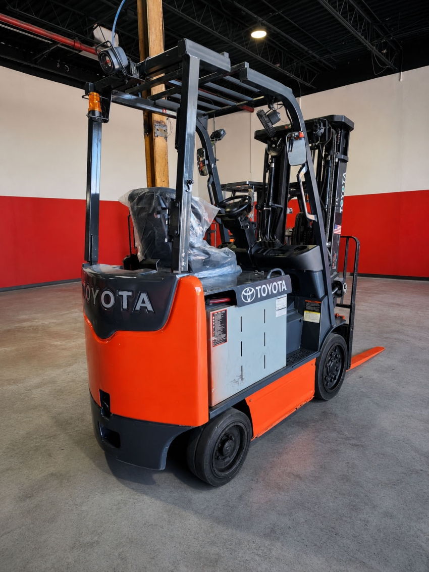2021 Toyota Electric Forklift, 5000lbs Cap., 3-stage w Side-shift and Fork Positioner - 123Forklift