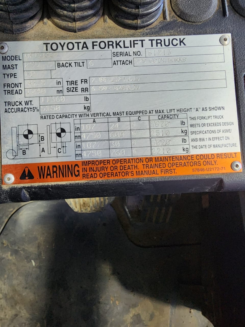 Toyota LPG Outdoor Forklift with Heated Cab 6,500lbs Cap  3-stage with Side-shift  - 123Forklift