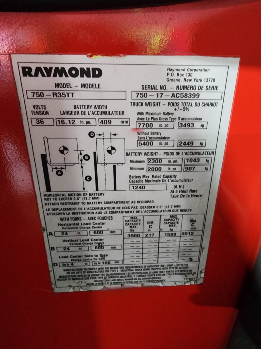 2017 Raymond Electric Reach Truck, 3,500 LB Capacity, 3-Stage Mast w/ Side-shifter - 123Forklift
