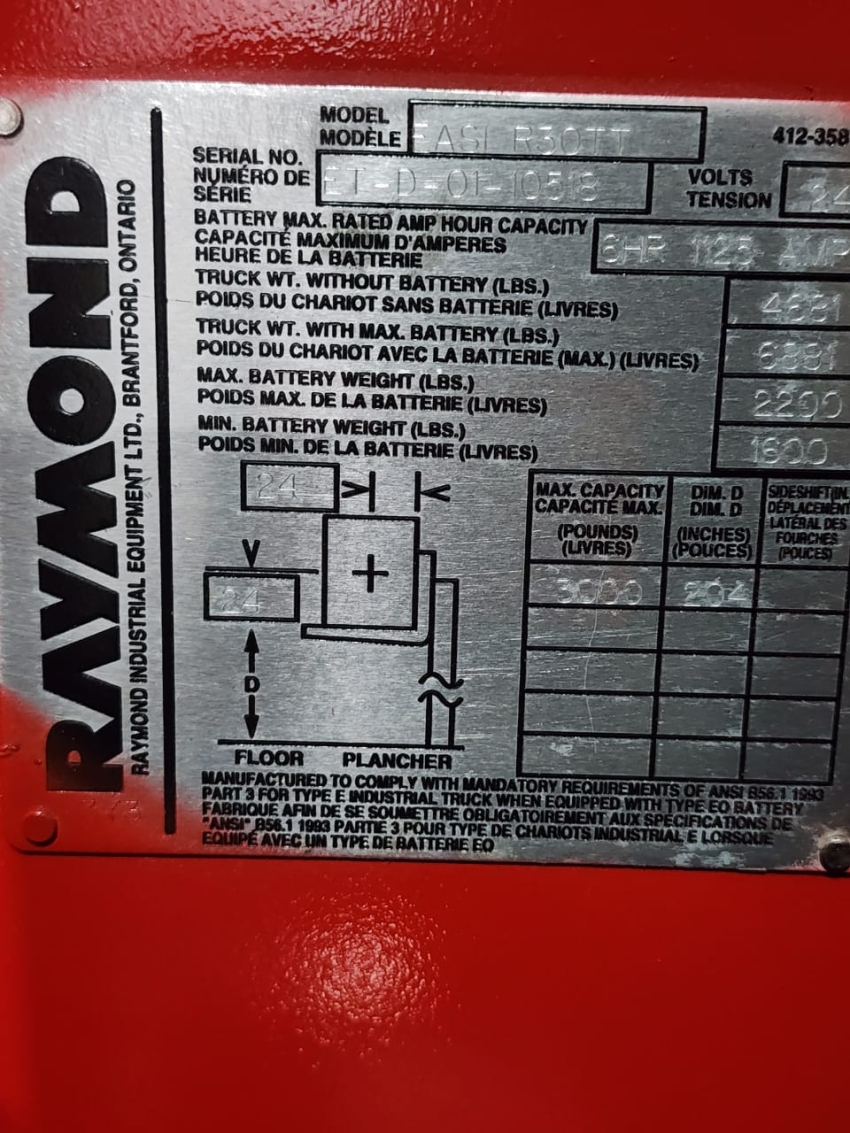 Raymond Electric Reach Forklift with 3,000lb Capacity - 204