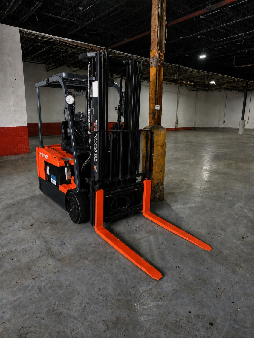 Toyota 3-Wheeler Electric Forklift with 3,000lbs. Capacity, 3-stage Mast w/ Side-shift - 123Forklift
