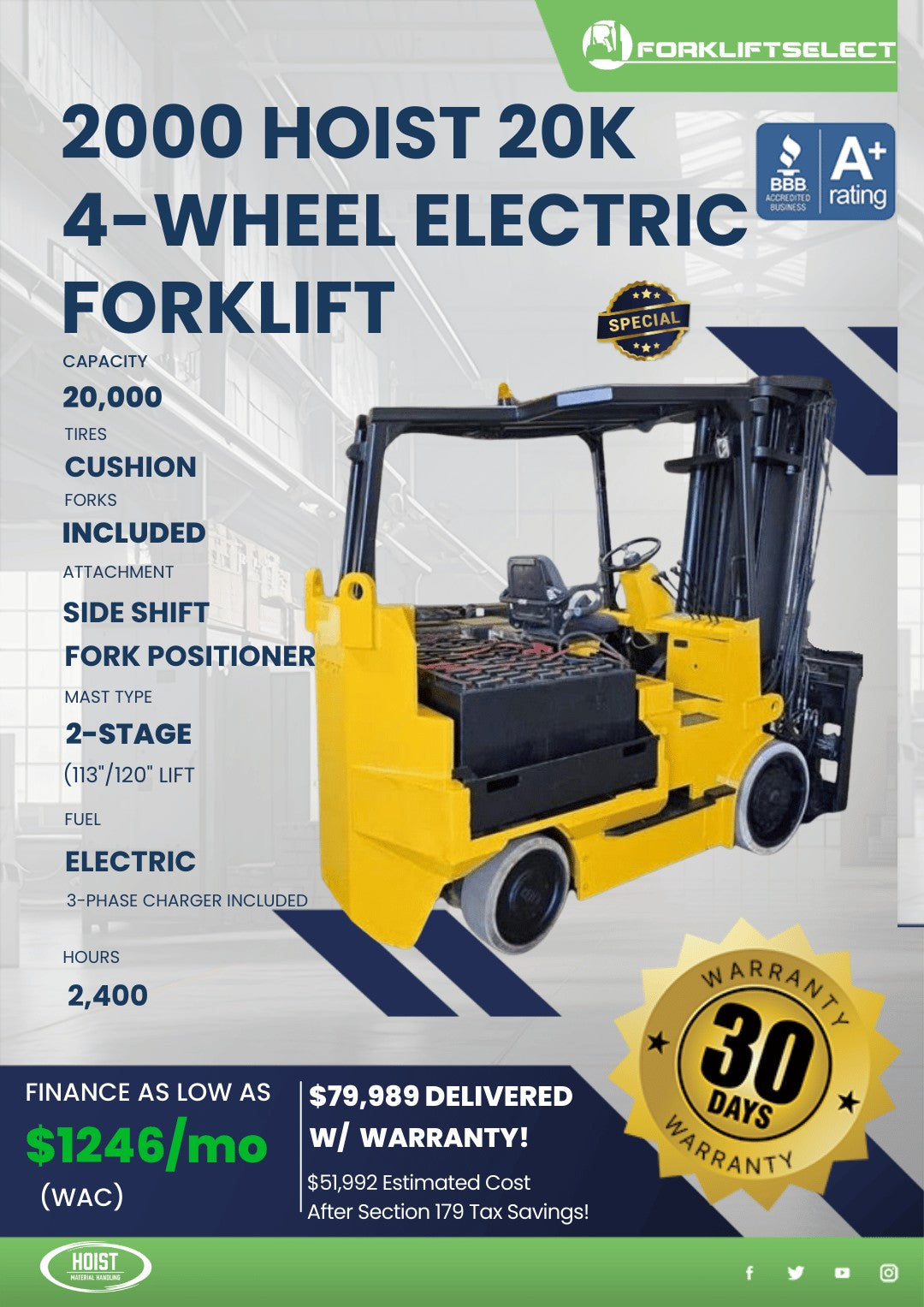 2000.0 Hoist 20K Cushion Tire Forkl...