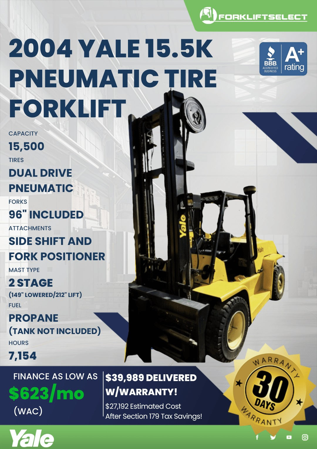 2004 Yale 15.5K Pneumatic Tire