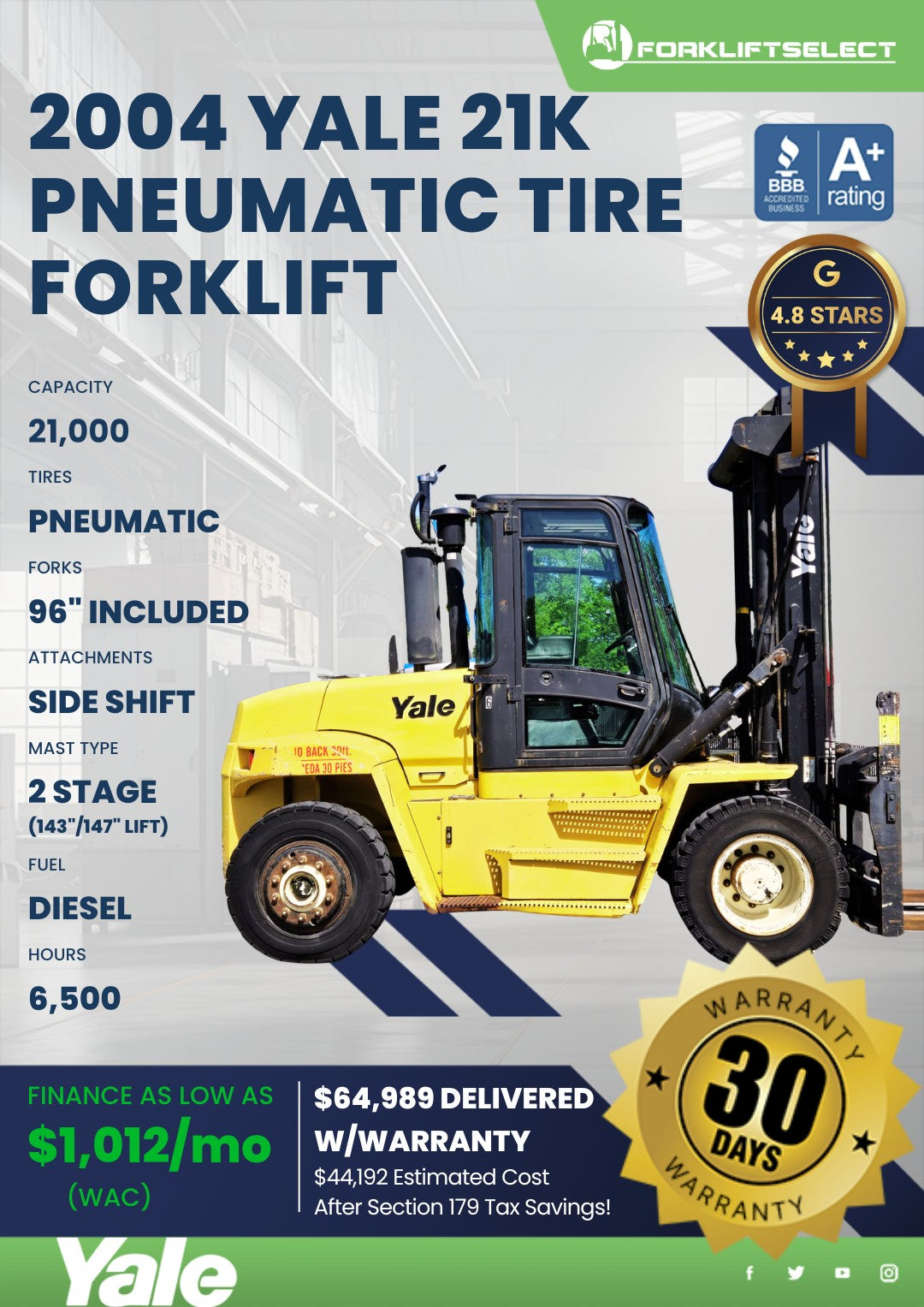 2004 Yale 21K Pneumatic Tire Forkli...
