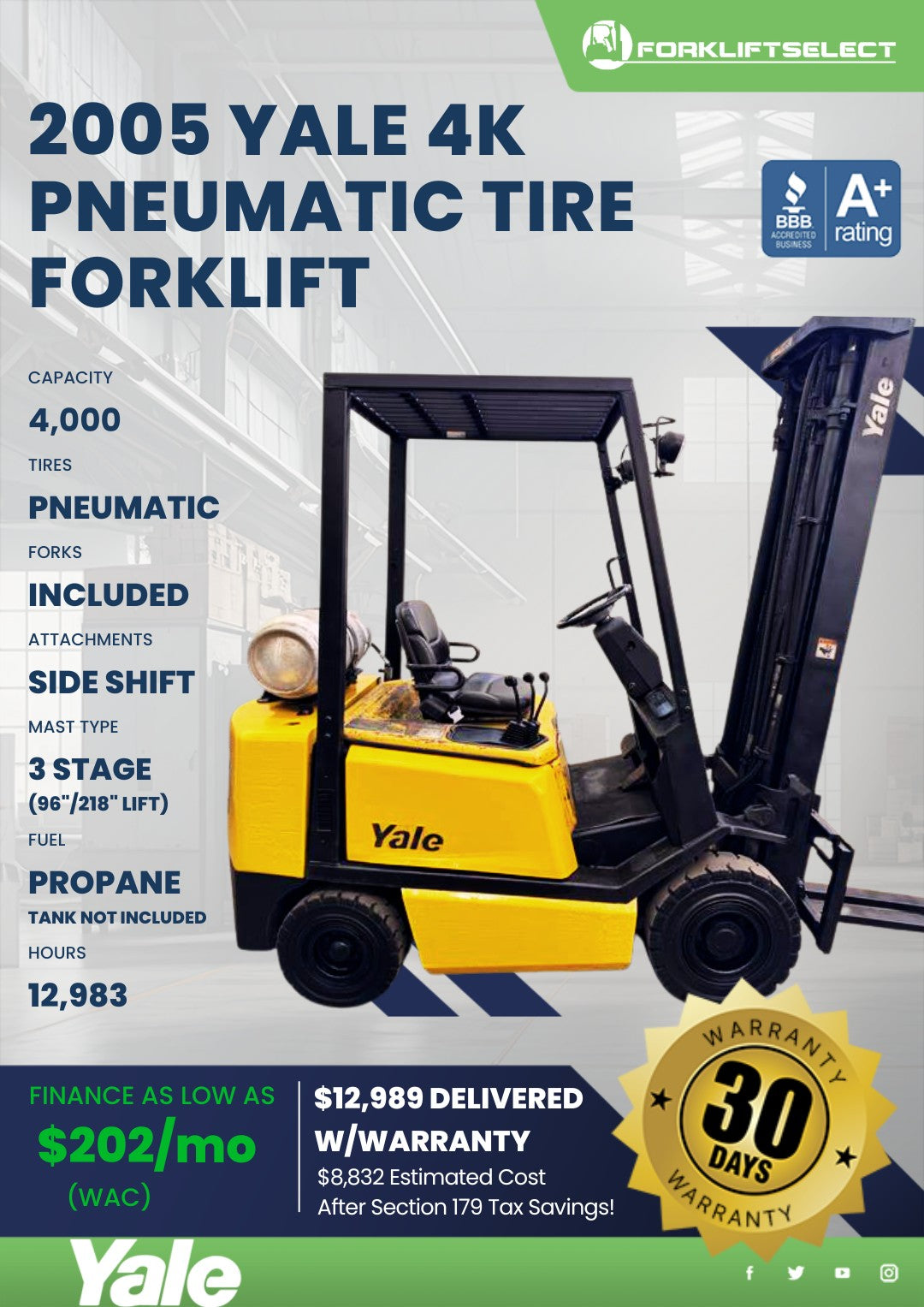 2005.0 Yale 4K Pneumatic Tire Forkl...