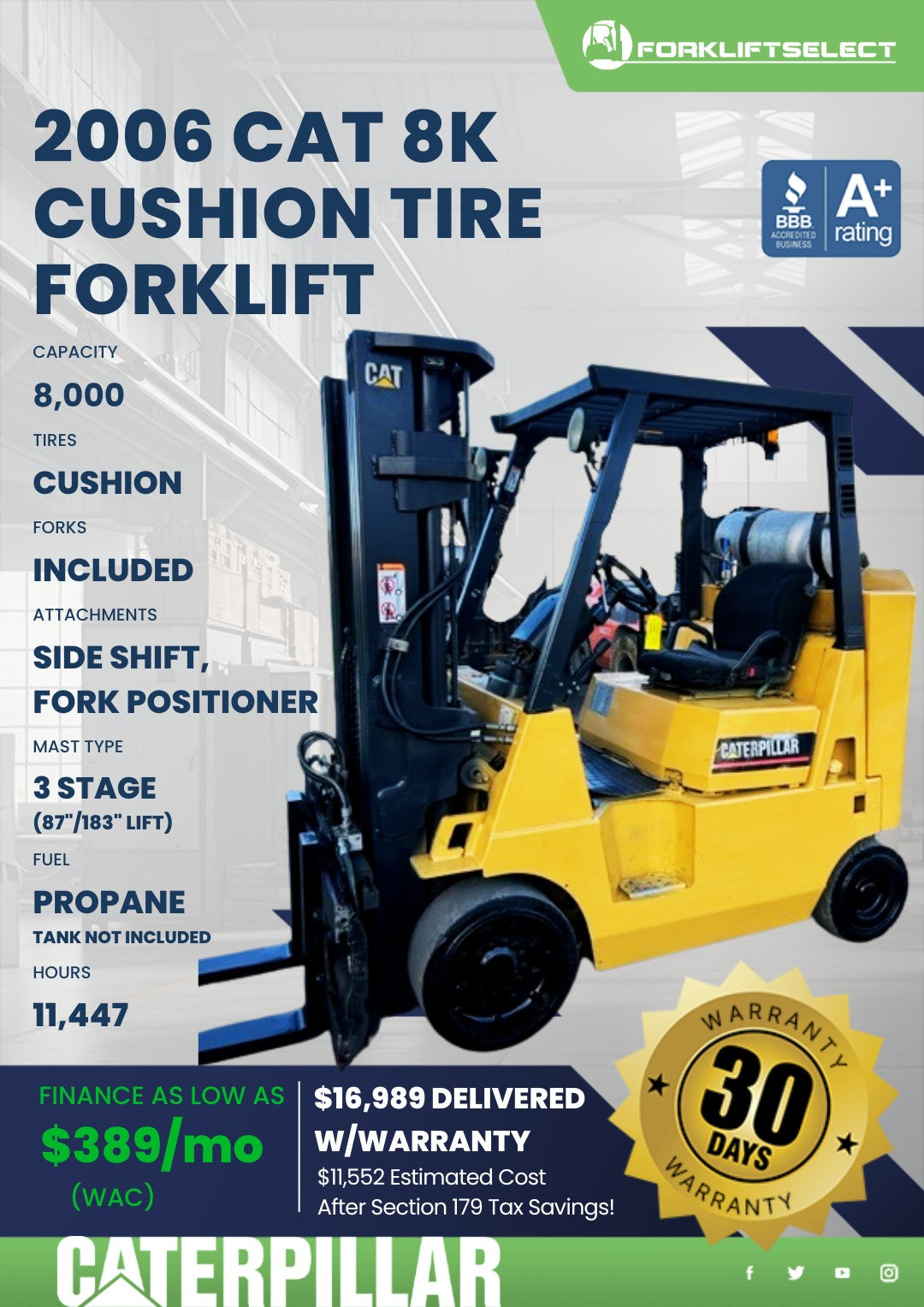 2006 CAT 8K Cushion Tire Forklift