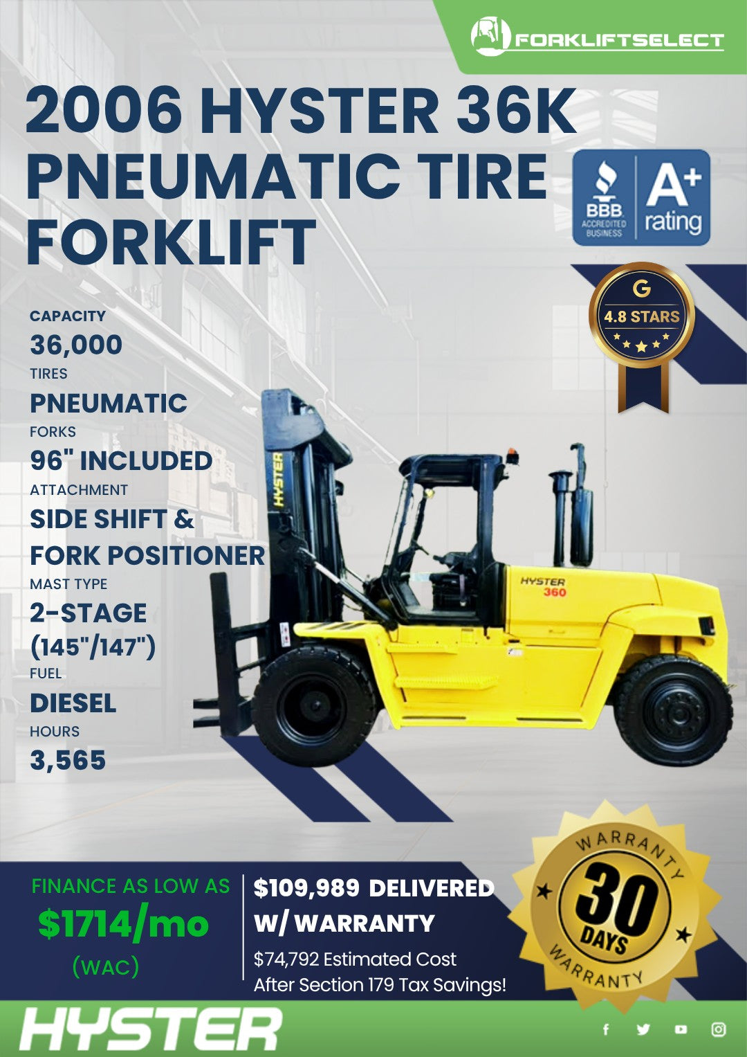 2006.0 Hyster 36K Pneumatic Tire Fo...