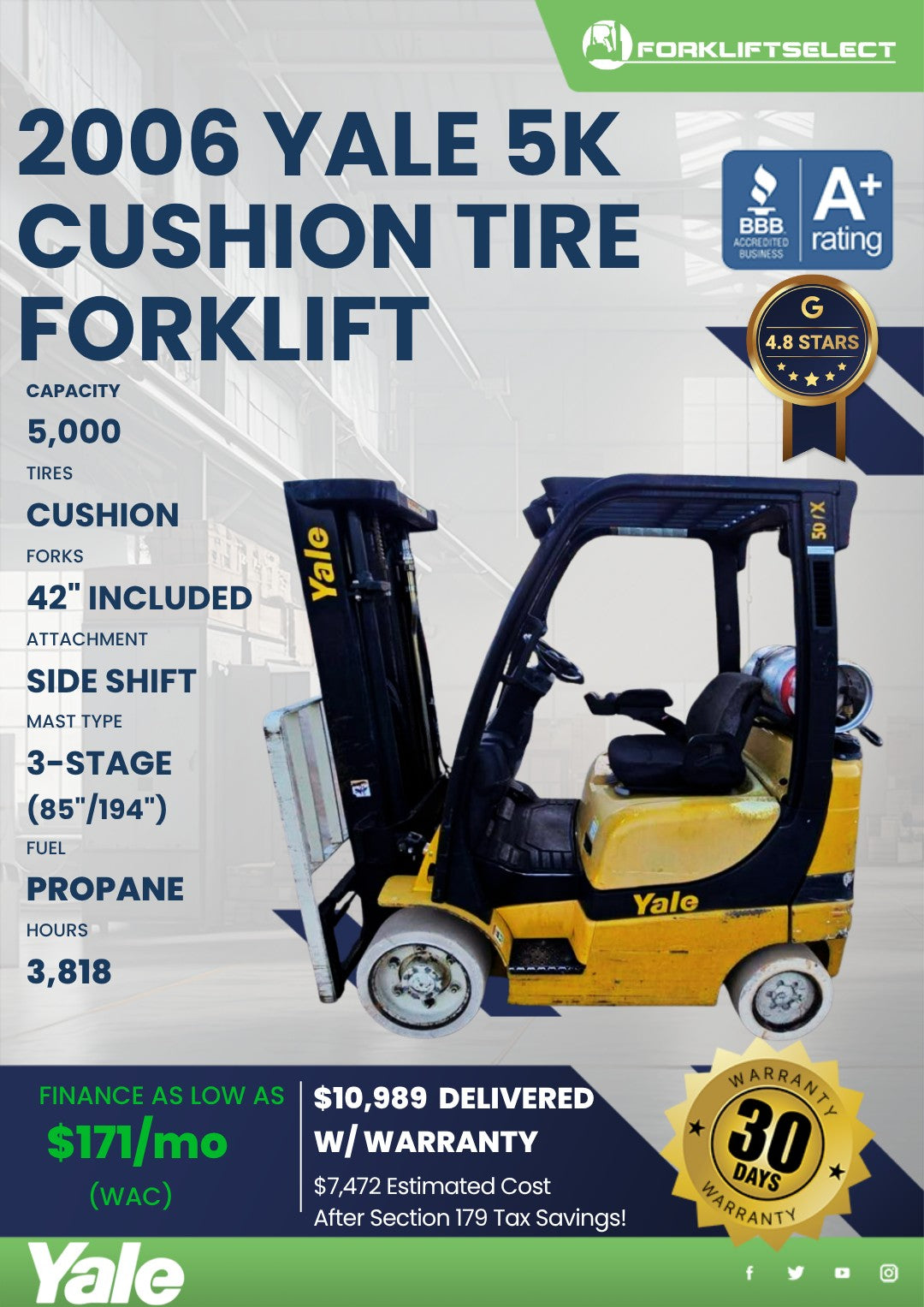 2006 Yale 5K Cushion Tire Forklift