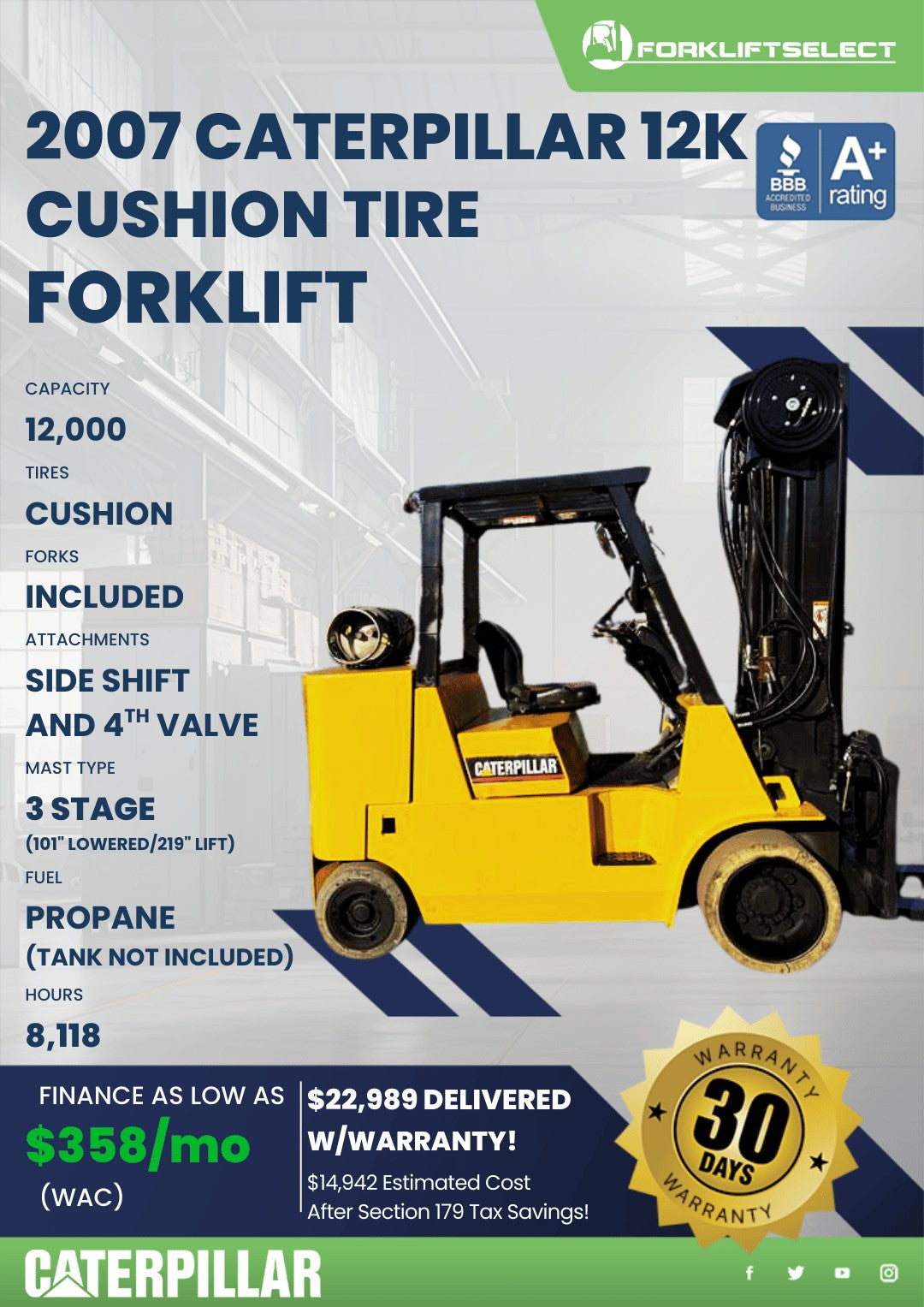 2007 Caterpillar 12K Cushion Tire F...