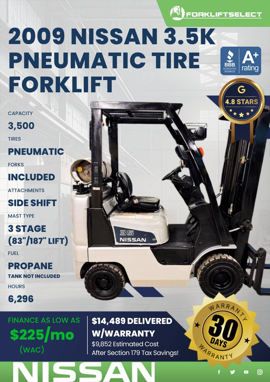 2009 Nissan 3.5K Pneumatic Tire For...