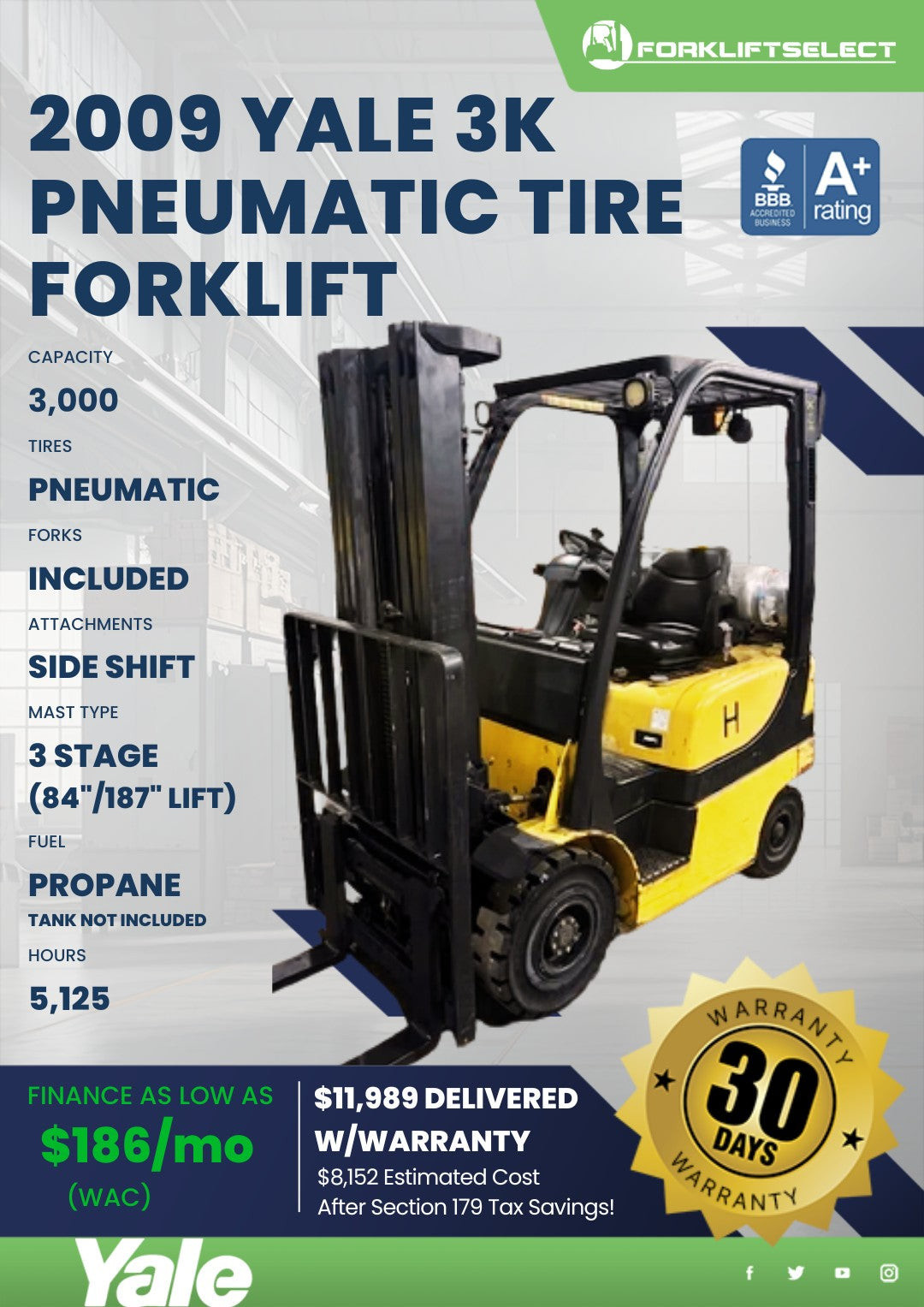 2009.0 Yale 3K Pneumatic Tire Forkl...