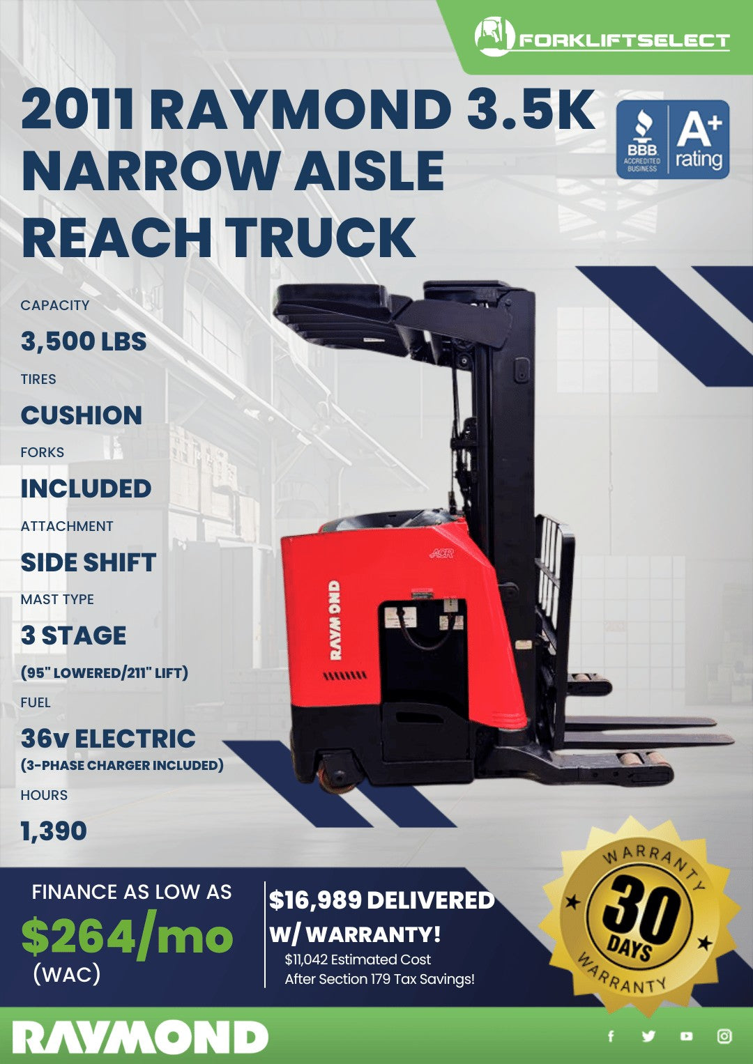 2011 Raymond 3.5K Narrow Aisle Reac...