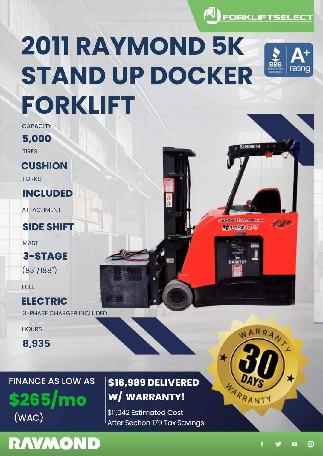 2011 Raymond 5K Stand Up Docker For...