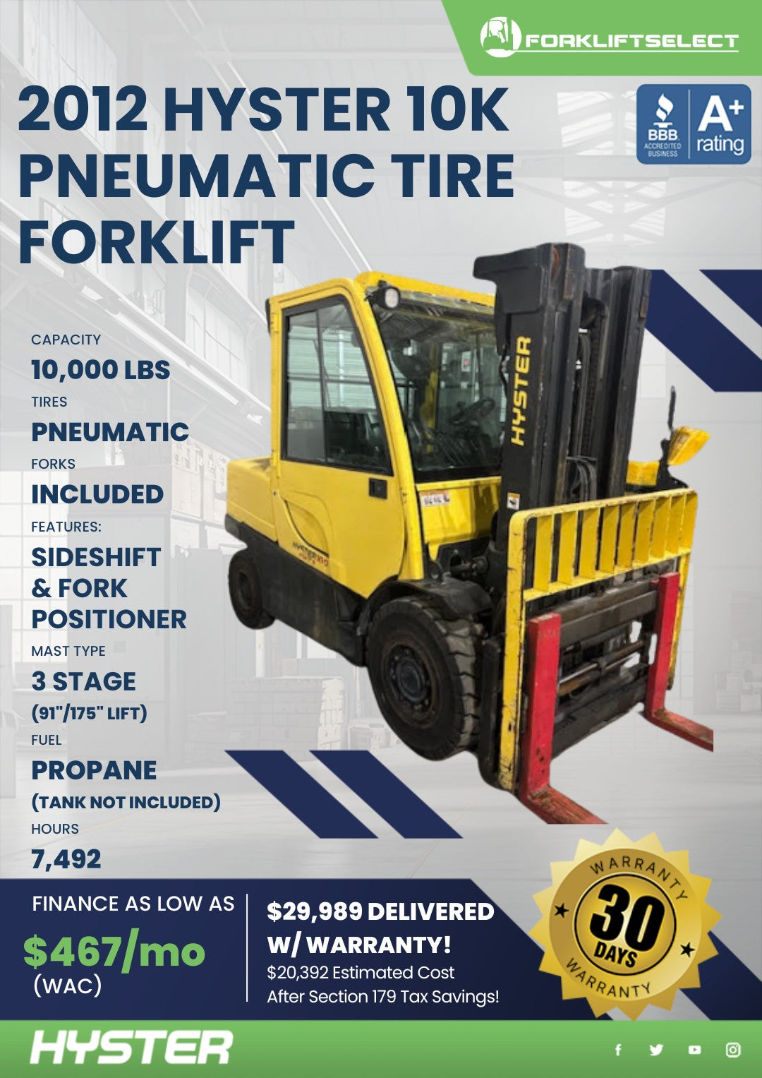 2012.0 Hyster 10K Pneumatic Tire Fo...
