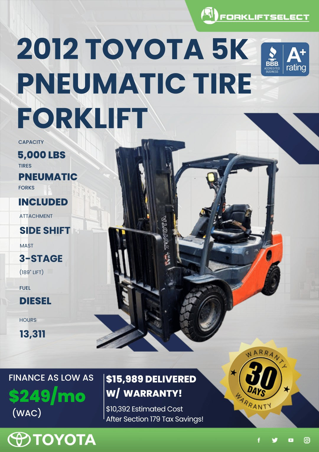 2012.0 Toyota 5K Pneumatic Tire For...