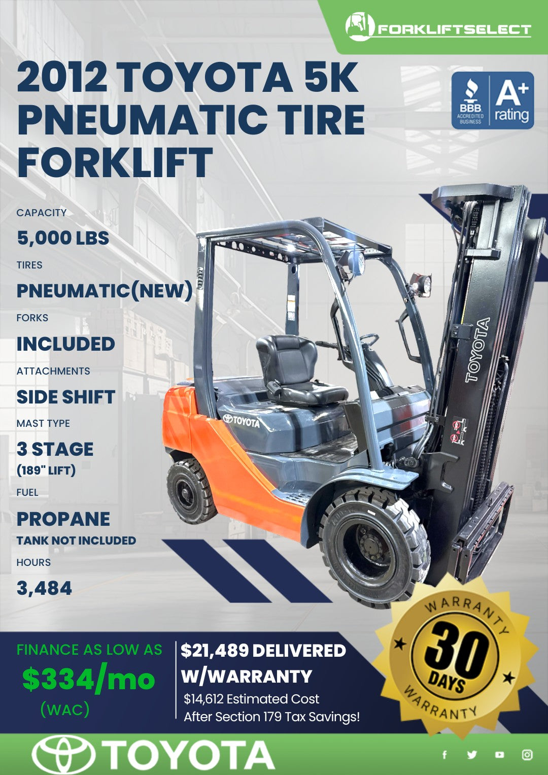 2012.0 Toyota 5K Pneumatic Tire For...
