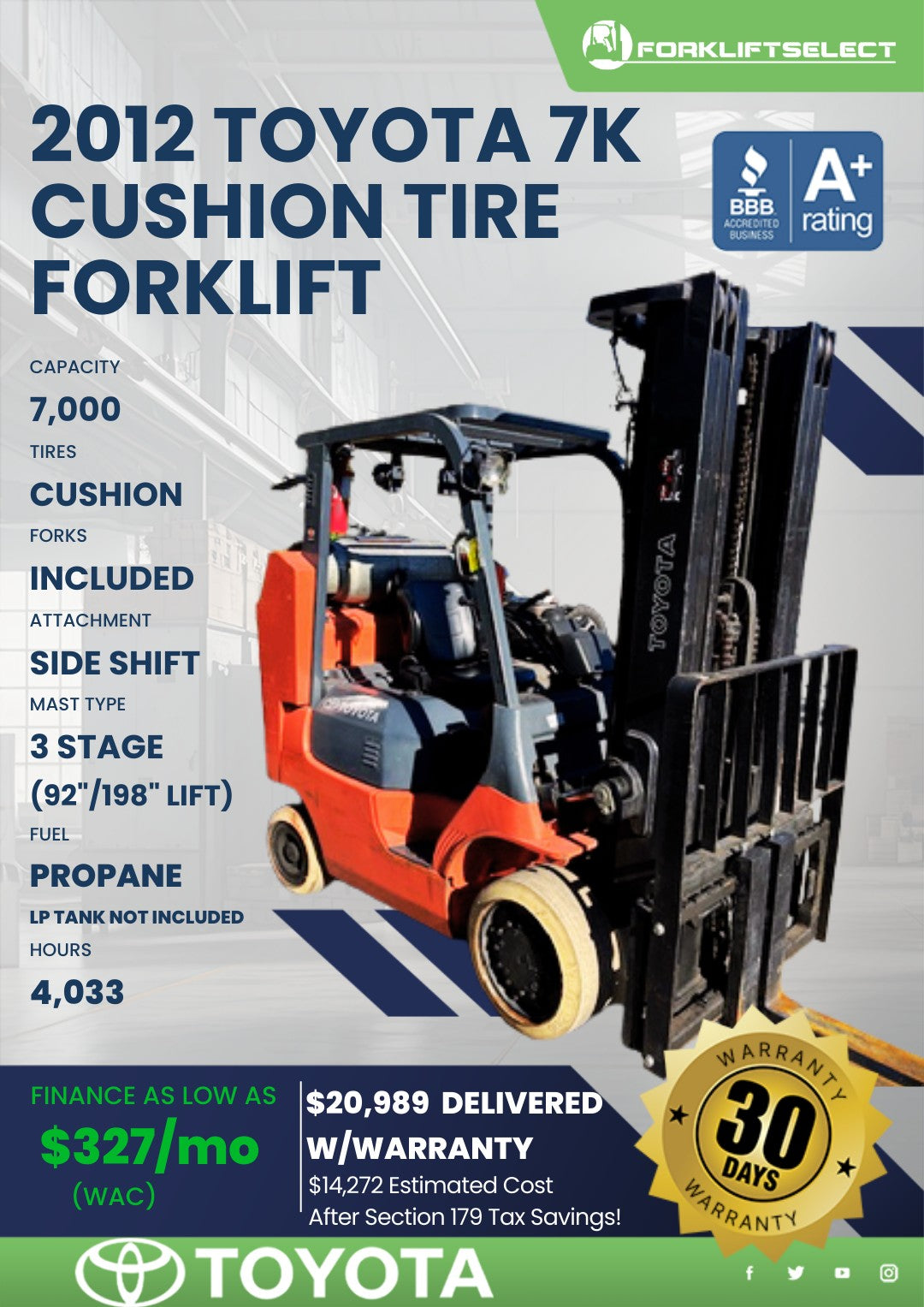 2012.0 Toyota 7K Cushion Tire Forkl...