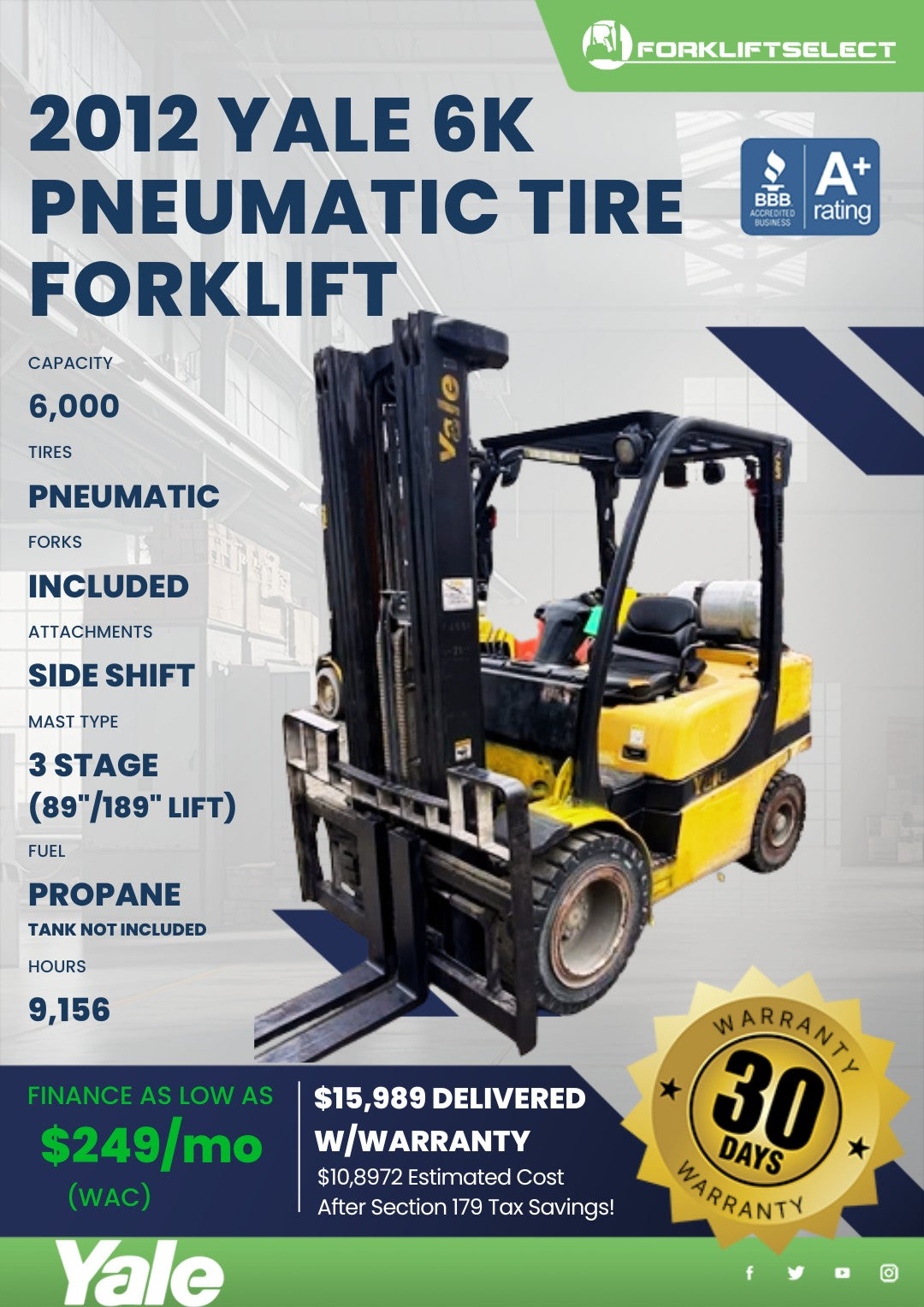 2012.0 Yale 6K Pneumatic Tire Forkl...