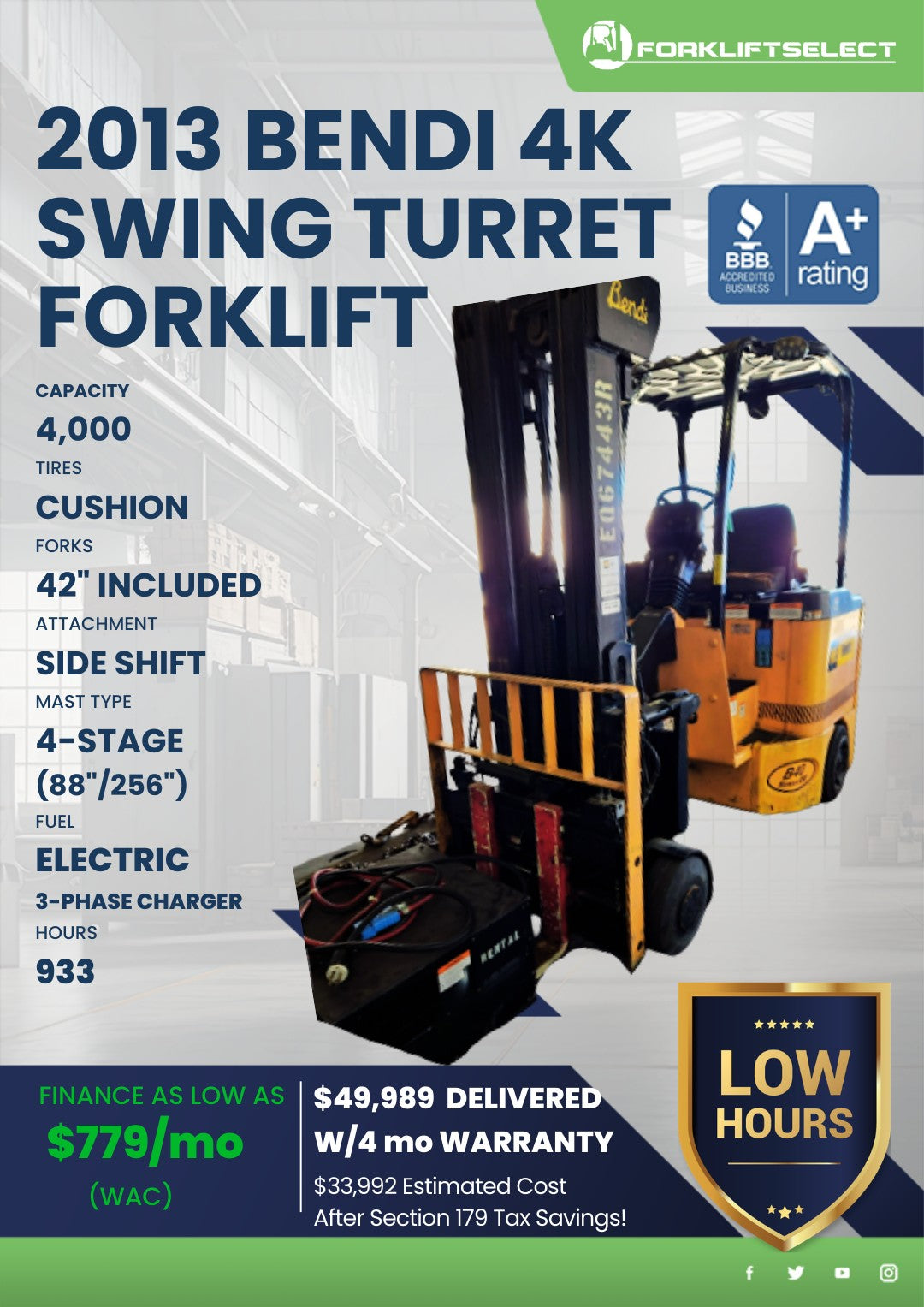 2013.0 Bendi 4K Cushion Tire Swing ...