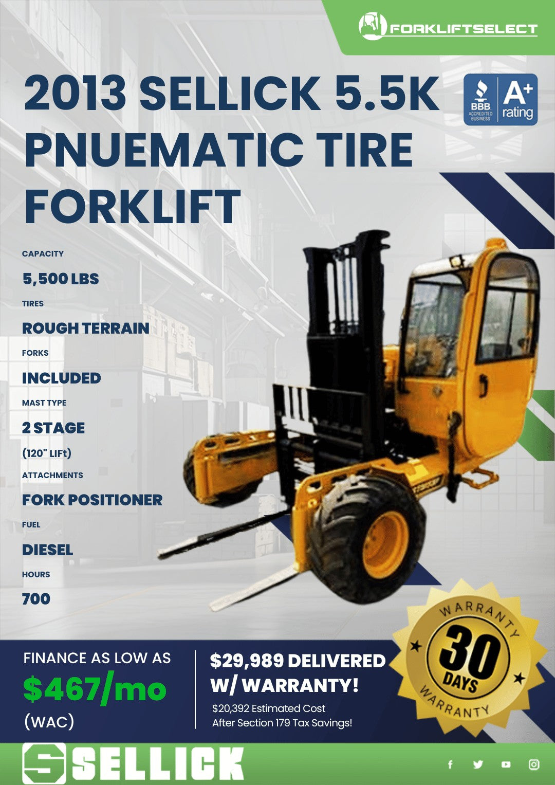 2013.0 Sellick 6K Pneumatic Tire Fo...