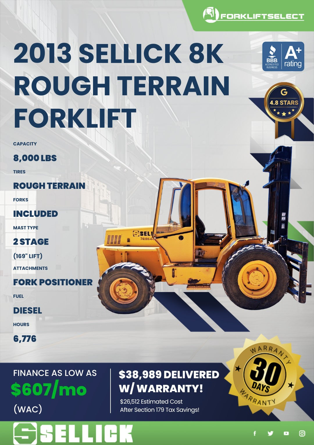 2013 Sellick 8K Rough Terrain Forkl...