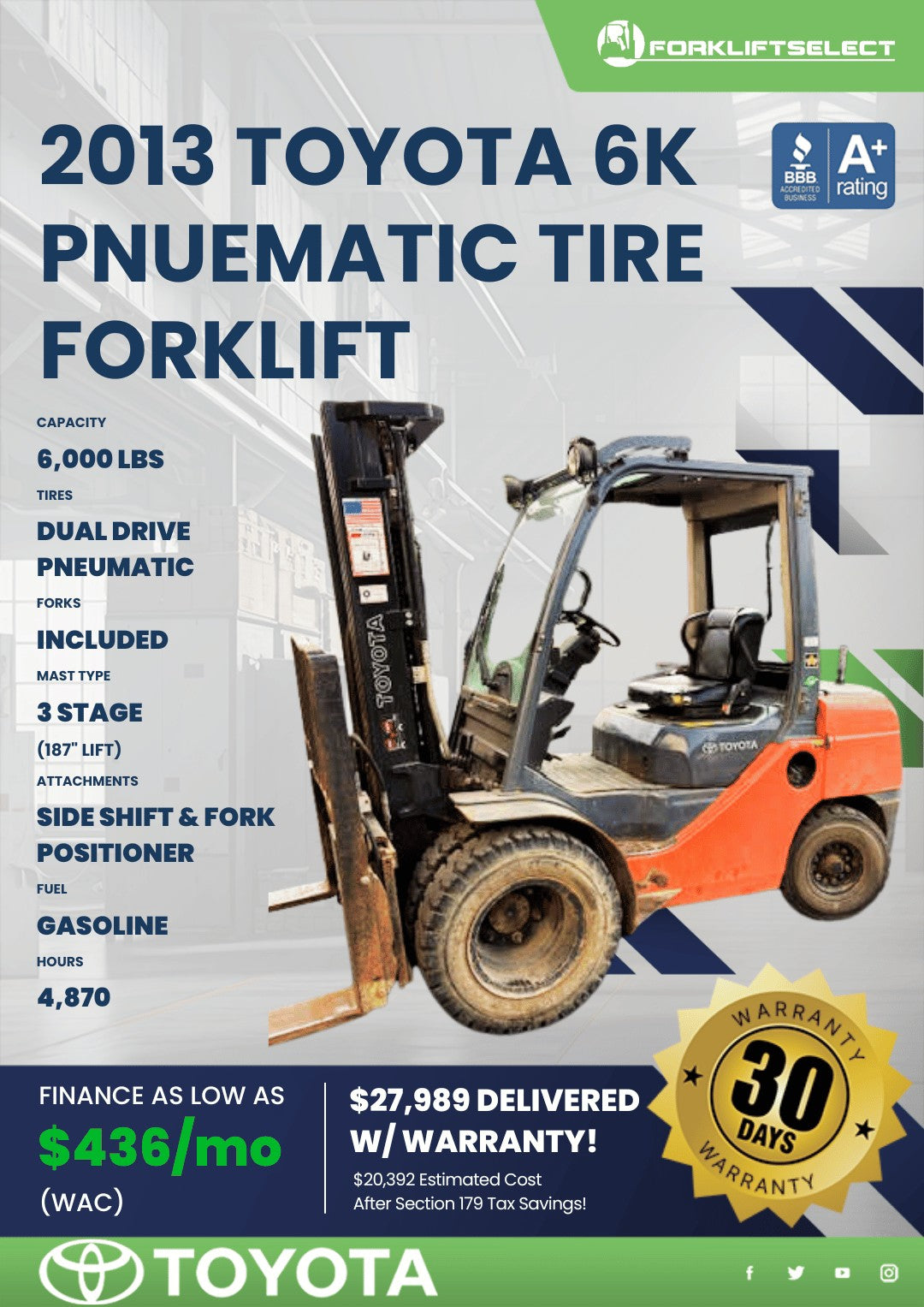 2013.0 Toyota 6K Pneumatic Tire For...