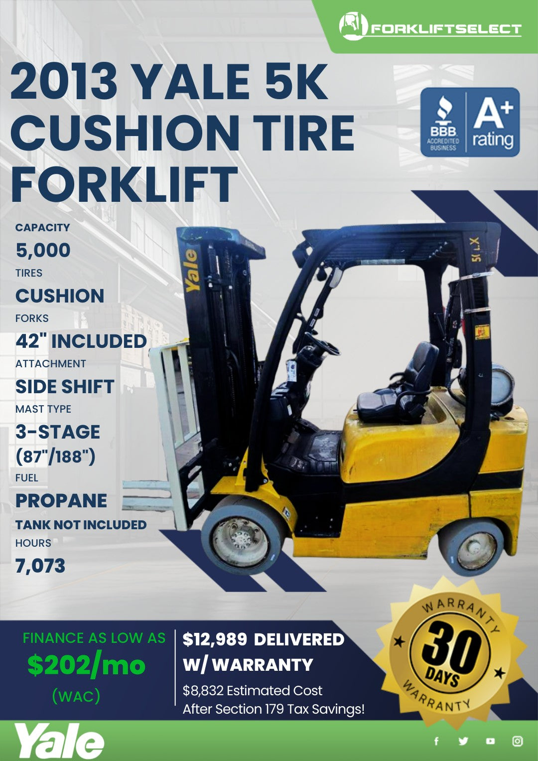 2013.0 Yale 5K Cushion Tire Forklif...