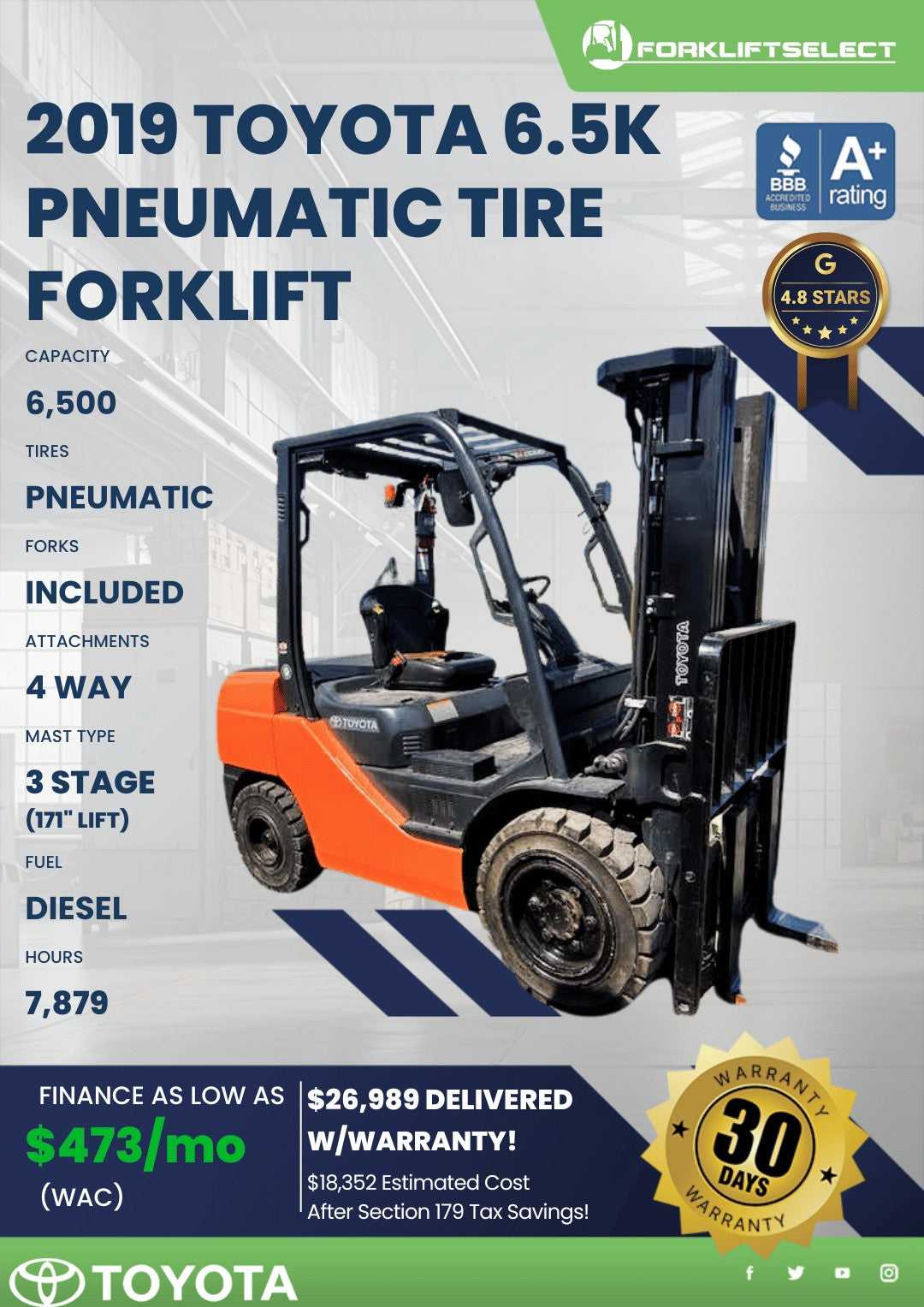 2019 Toyota 6.5K Pneumatic Tire For...