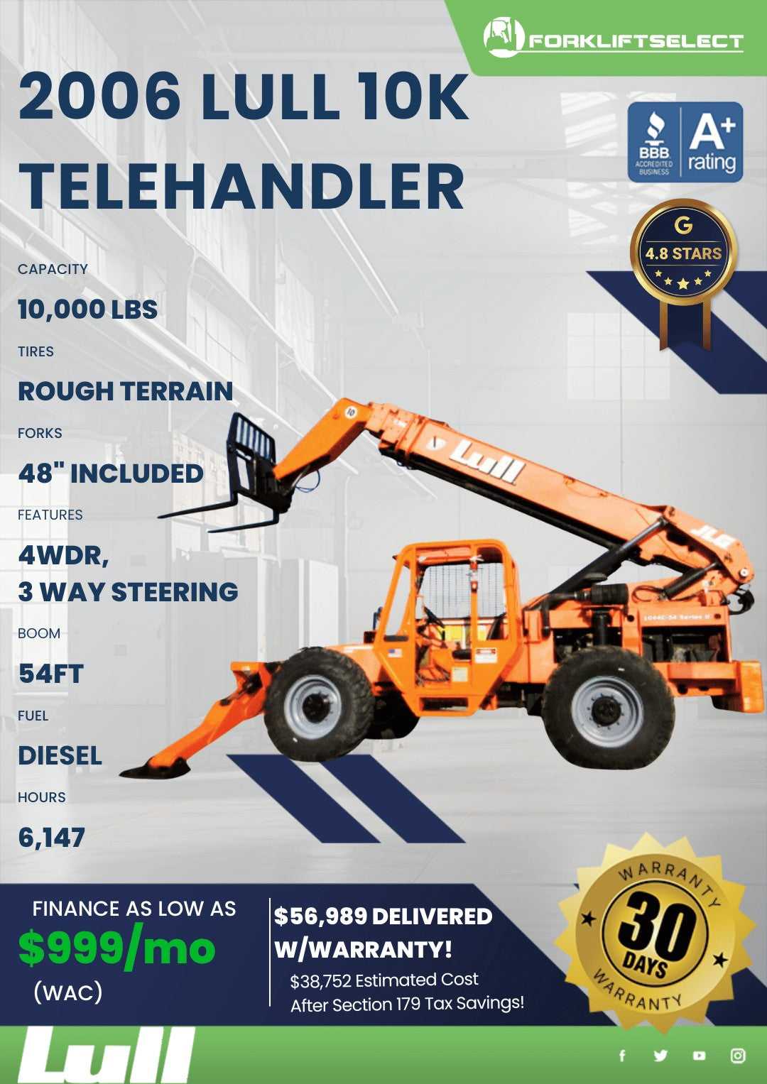 2006 Lull 10K Pneumatic Tire Forklift