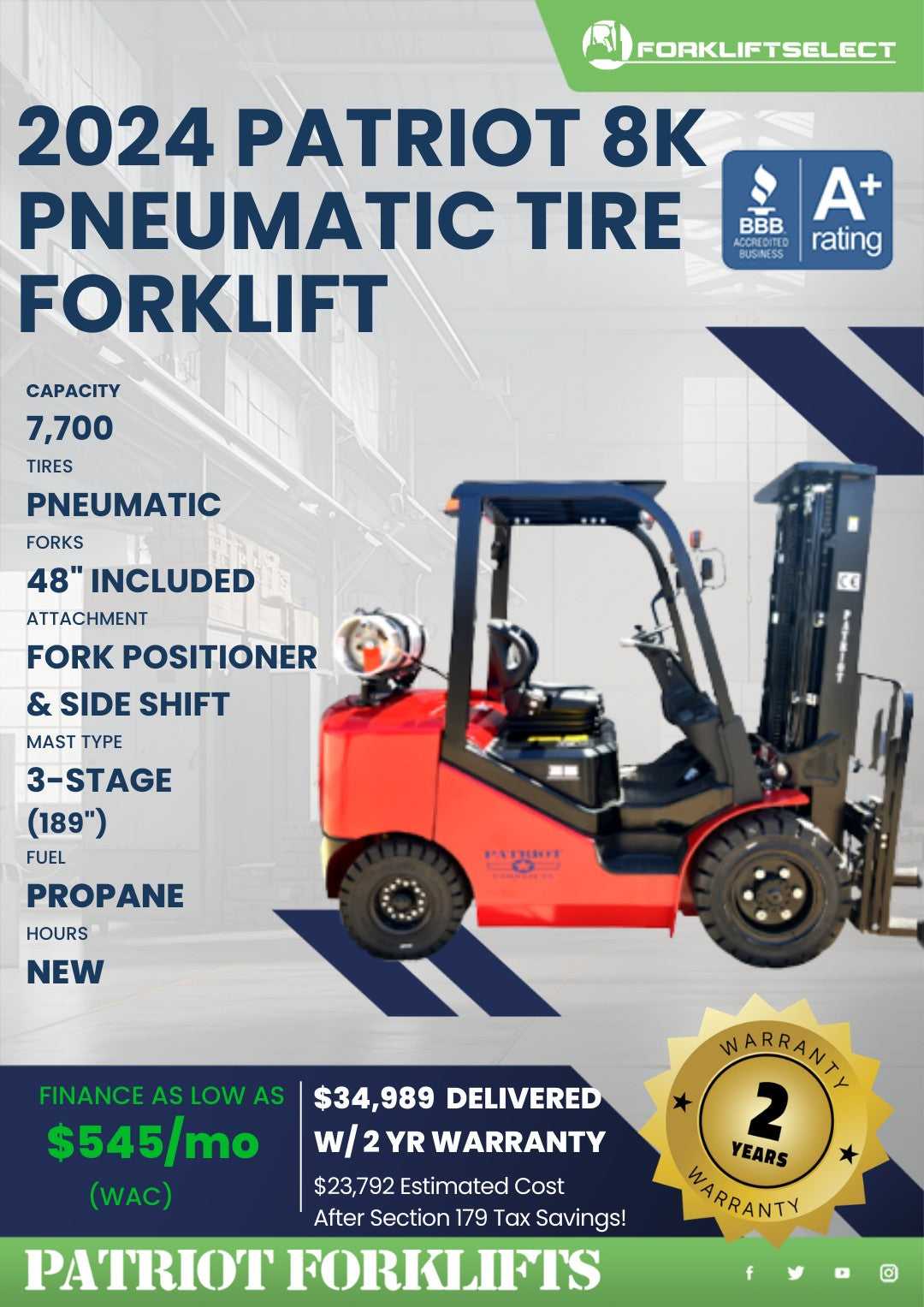 2024 Patriot 7.7K Pneumatic Tire Fo...