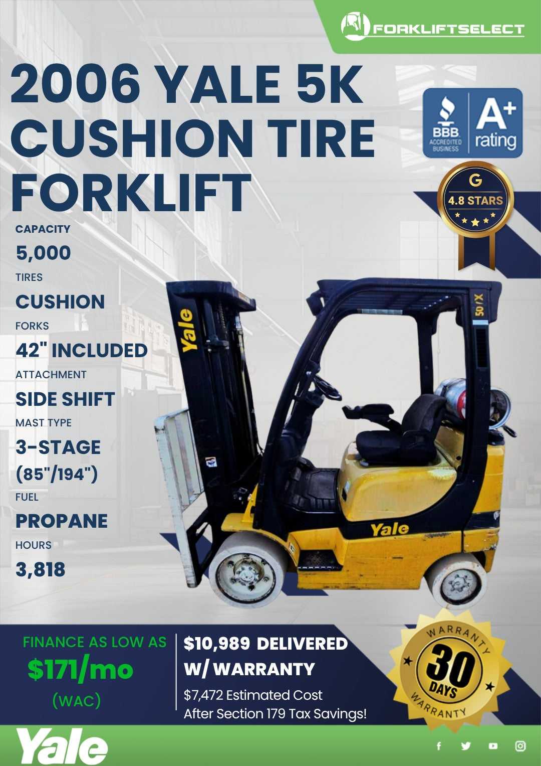 2006 Yale 5K Cushion Tire Forklift