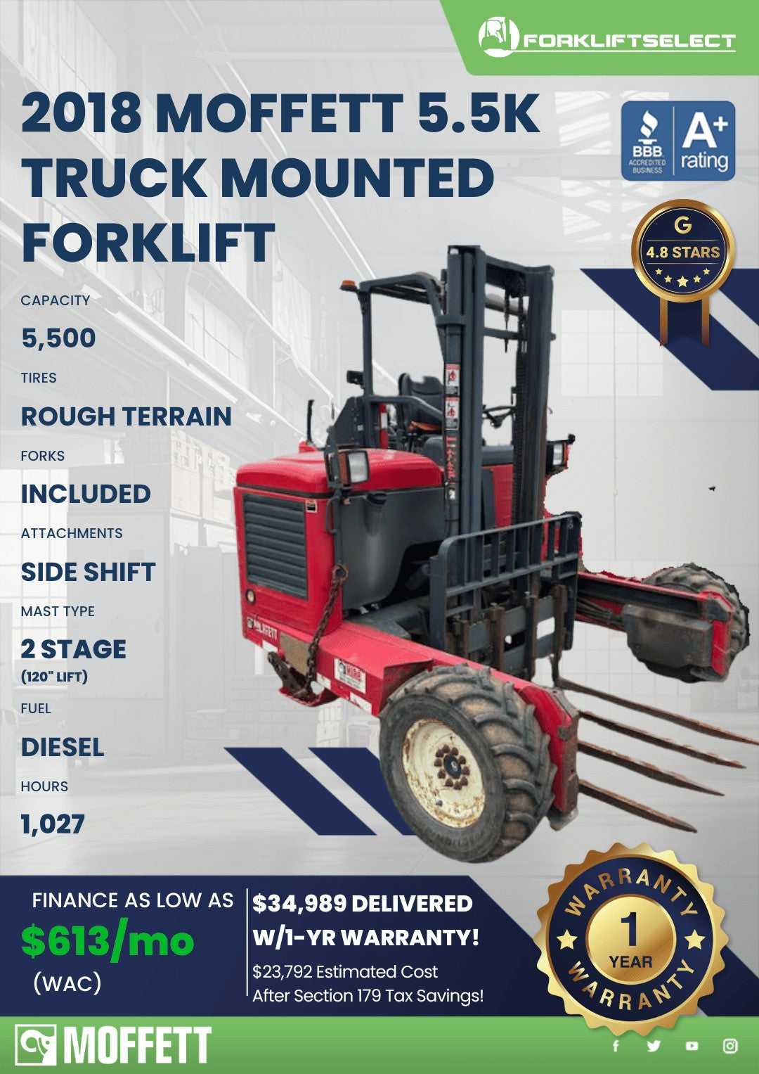 2018 Moffett 5.5K Pneumatic Tire Fo...