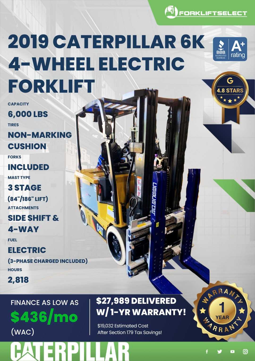 2019 Caterpillar 6K Cushion Tire Fo...