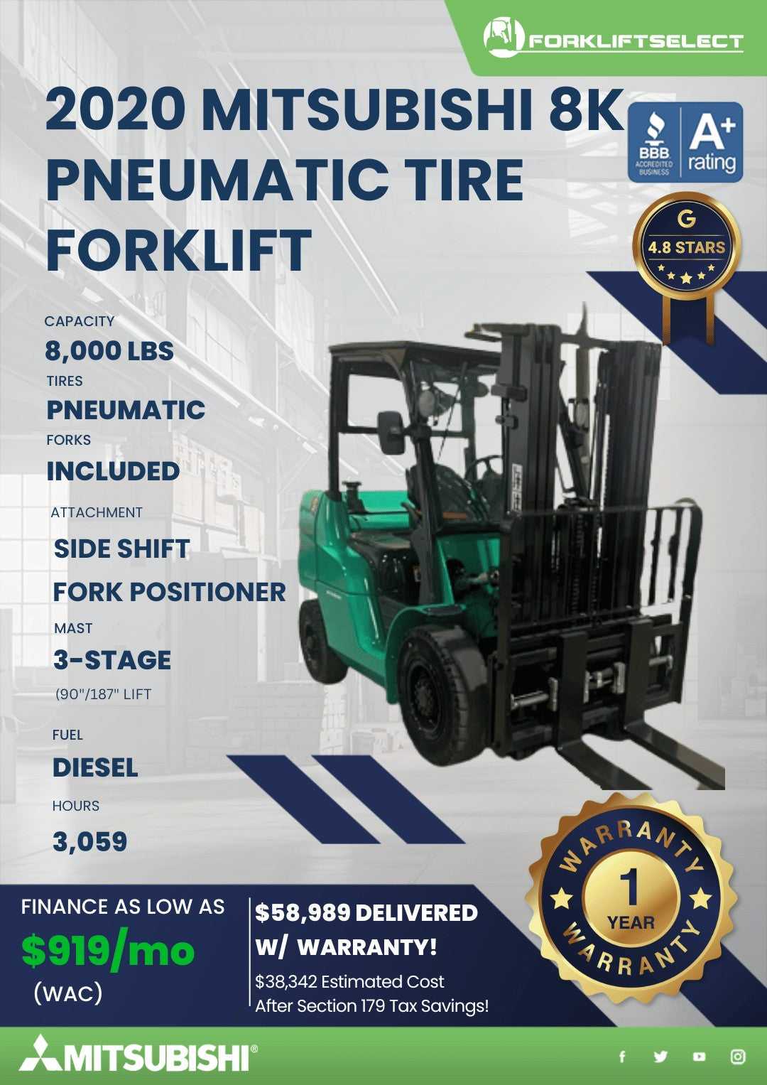 2020 Mitsubishi 8K Pneumatic Tire F...