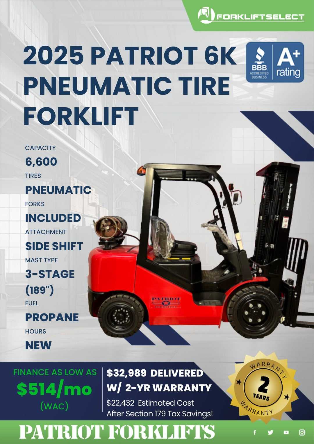 2025 Patriot 6.6K Pneumatic Tire Fo...