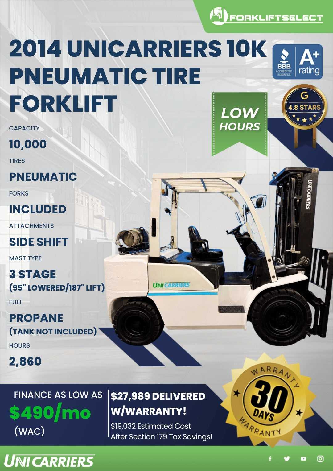 2014 UniCarriers 10K Pneumatic Tire...