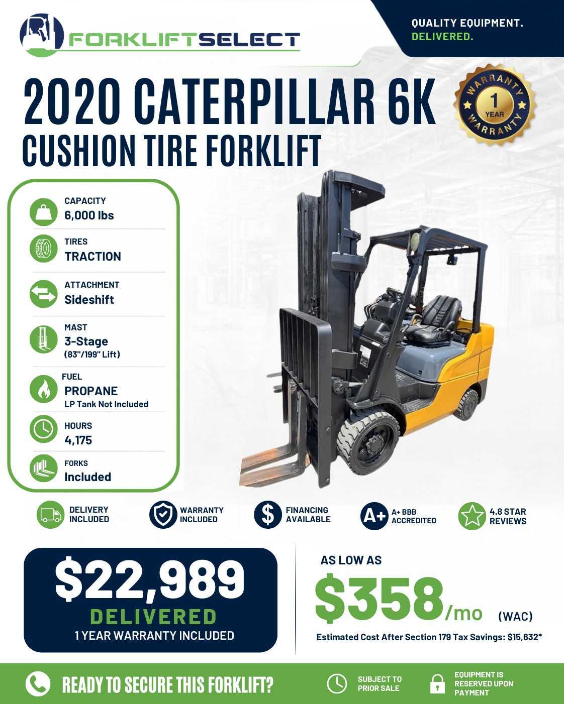2020 Caterpillar 6K Cushion Tire Fo...
