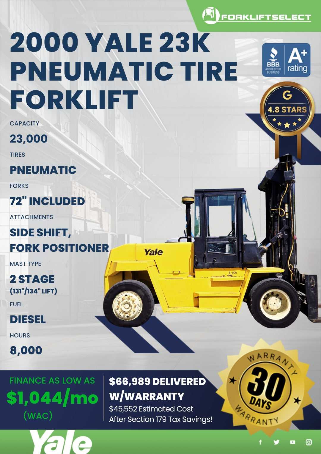 2000 Yale 23K Pneumatic Tire Forkli...