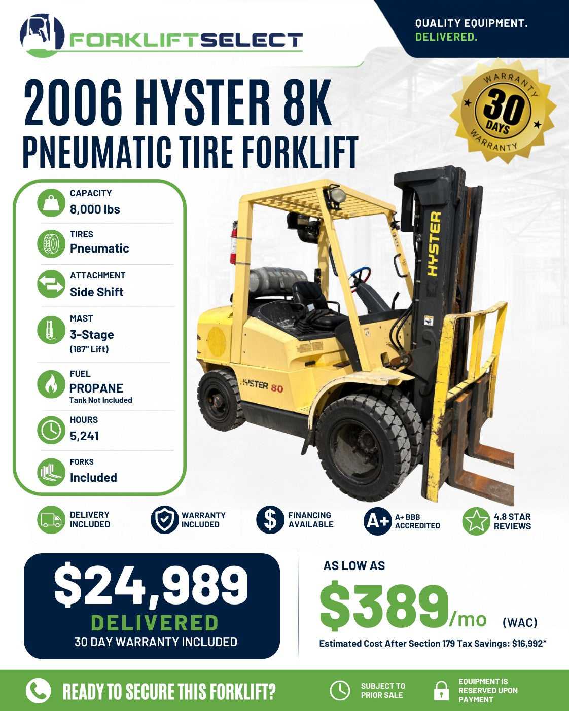 2006 Hyster 8K Pneumatic Tire Forkl...