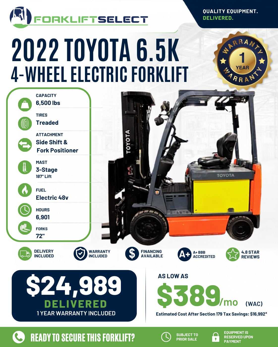 2022 Toyota 6.5K Pneumatic Tire For...
