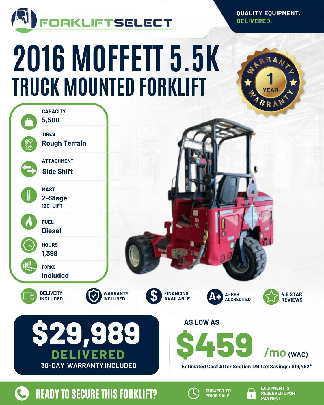 2016 Moffett 5.5K Pneumatic Tire Fo...
