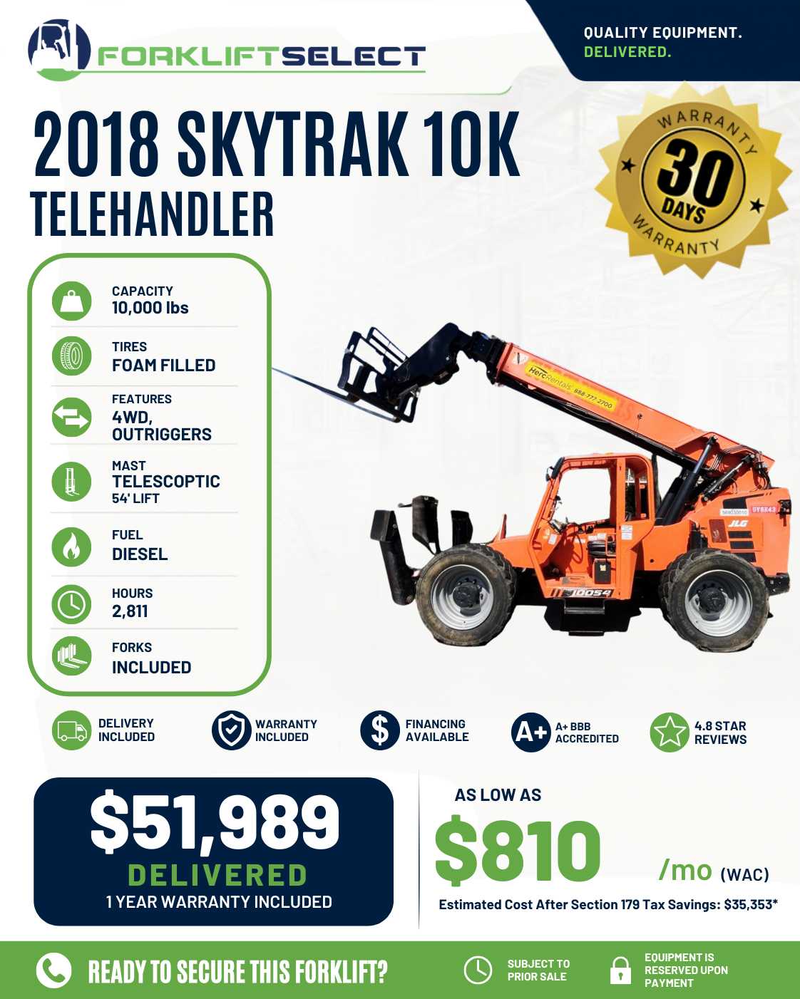 2018 SkyTrak 10K Pneumatic Tire Tel...