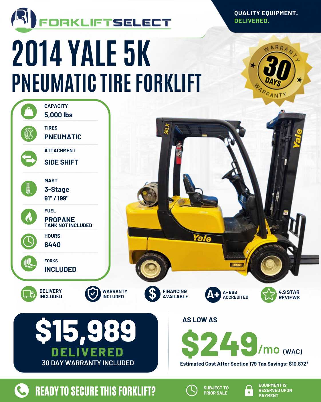 2014 Yale 5K Pneumatic Tire Forklif...