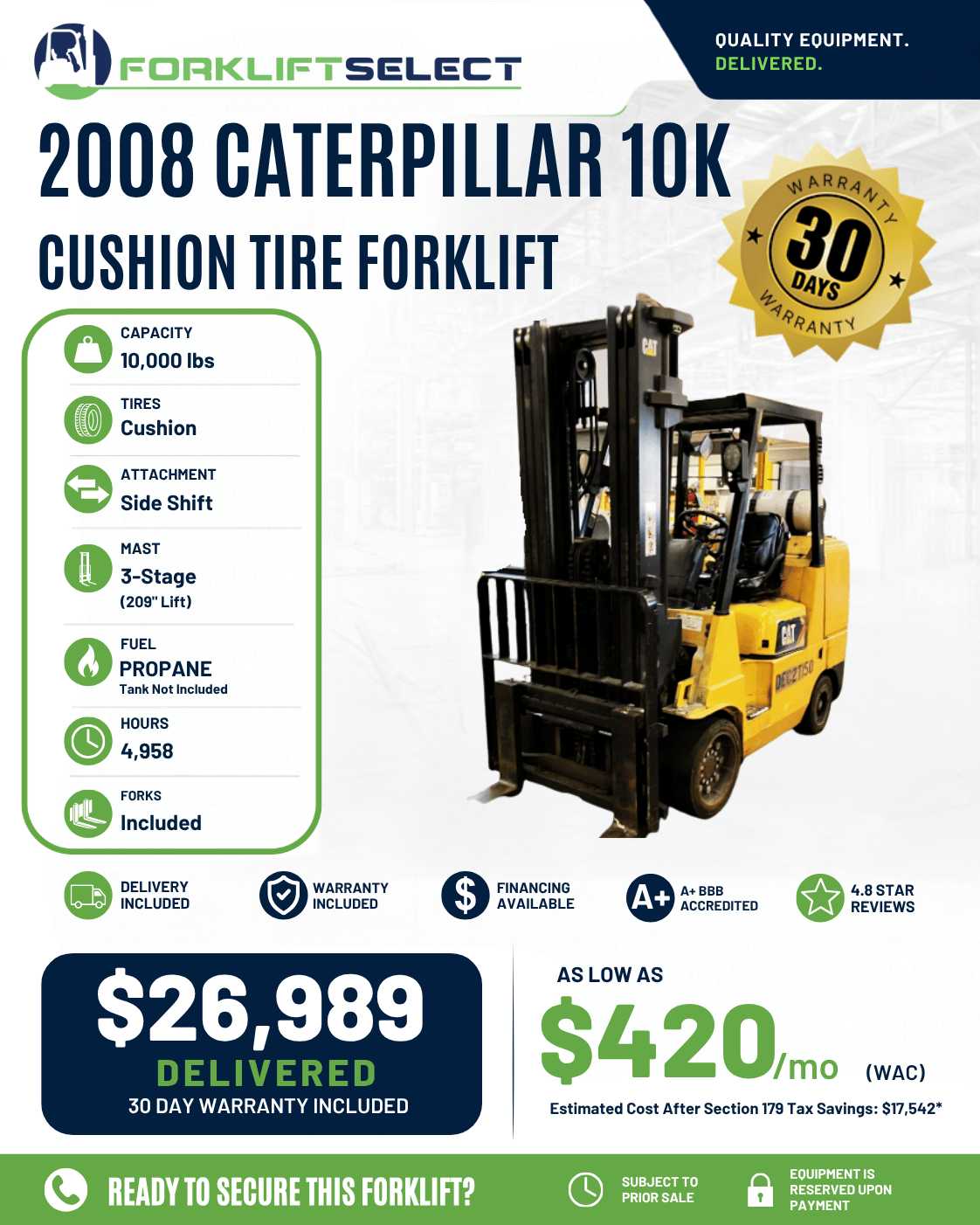 2008 Caterpillar 10K Cushion Tire F...