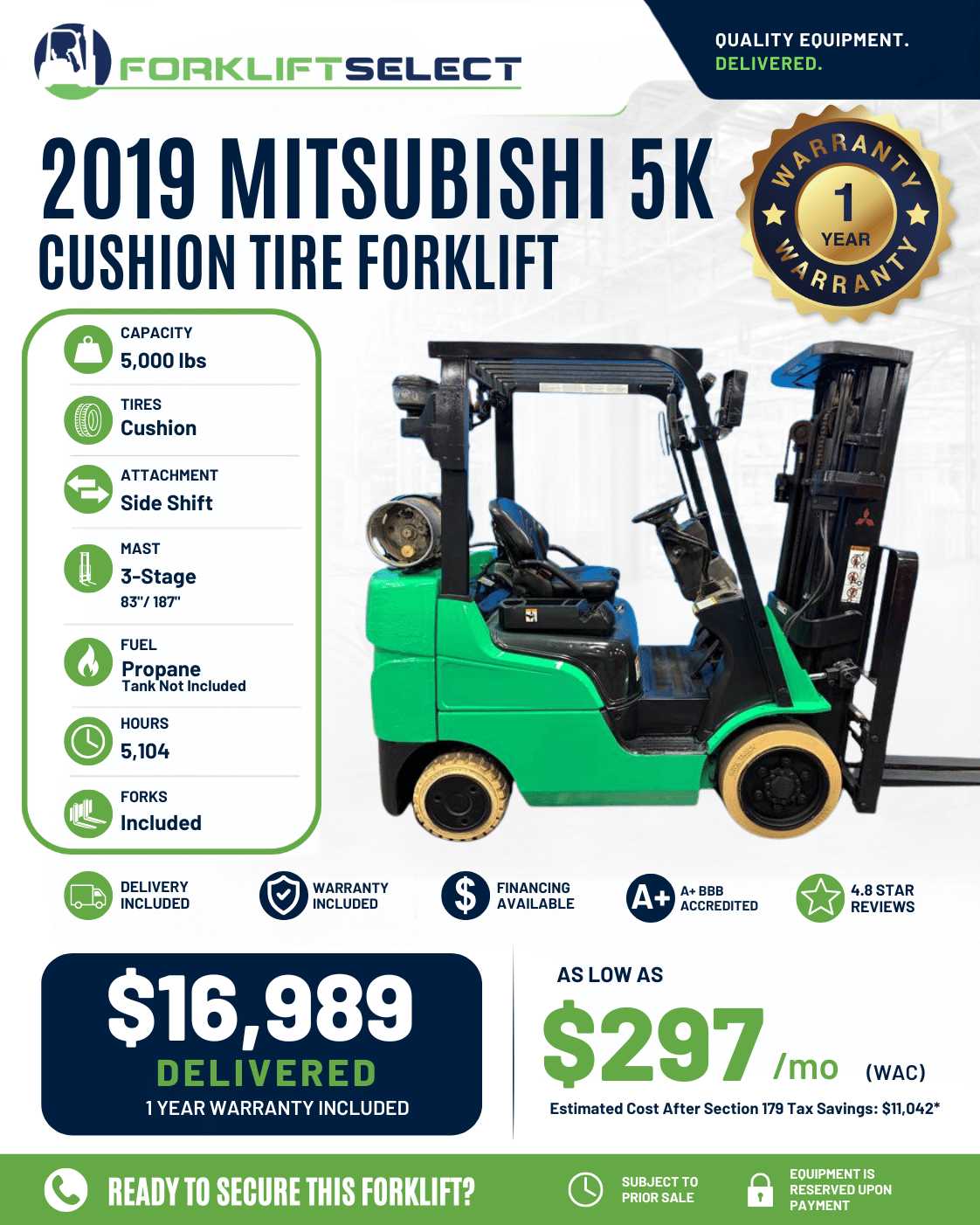2019 Mitsubishi 5K Cushion Tire For...