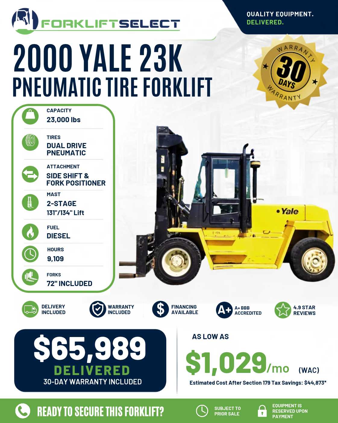 2000 Yale 23K Pneumatic Tire Forkli...