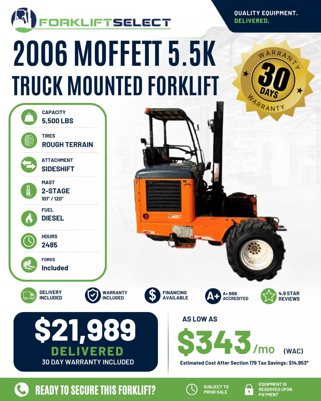 2006 Moffett 5.5K Pneumatic Tire Forklift