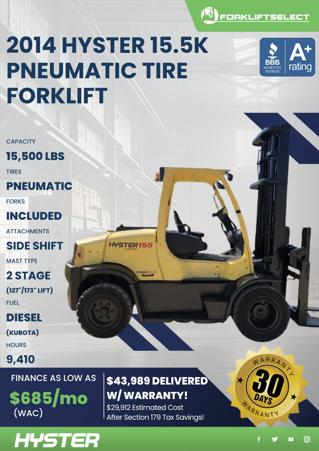 2014.0 Hyster 15.5K Pneumatic Tire ...