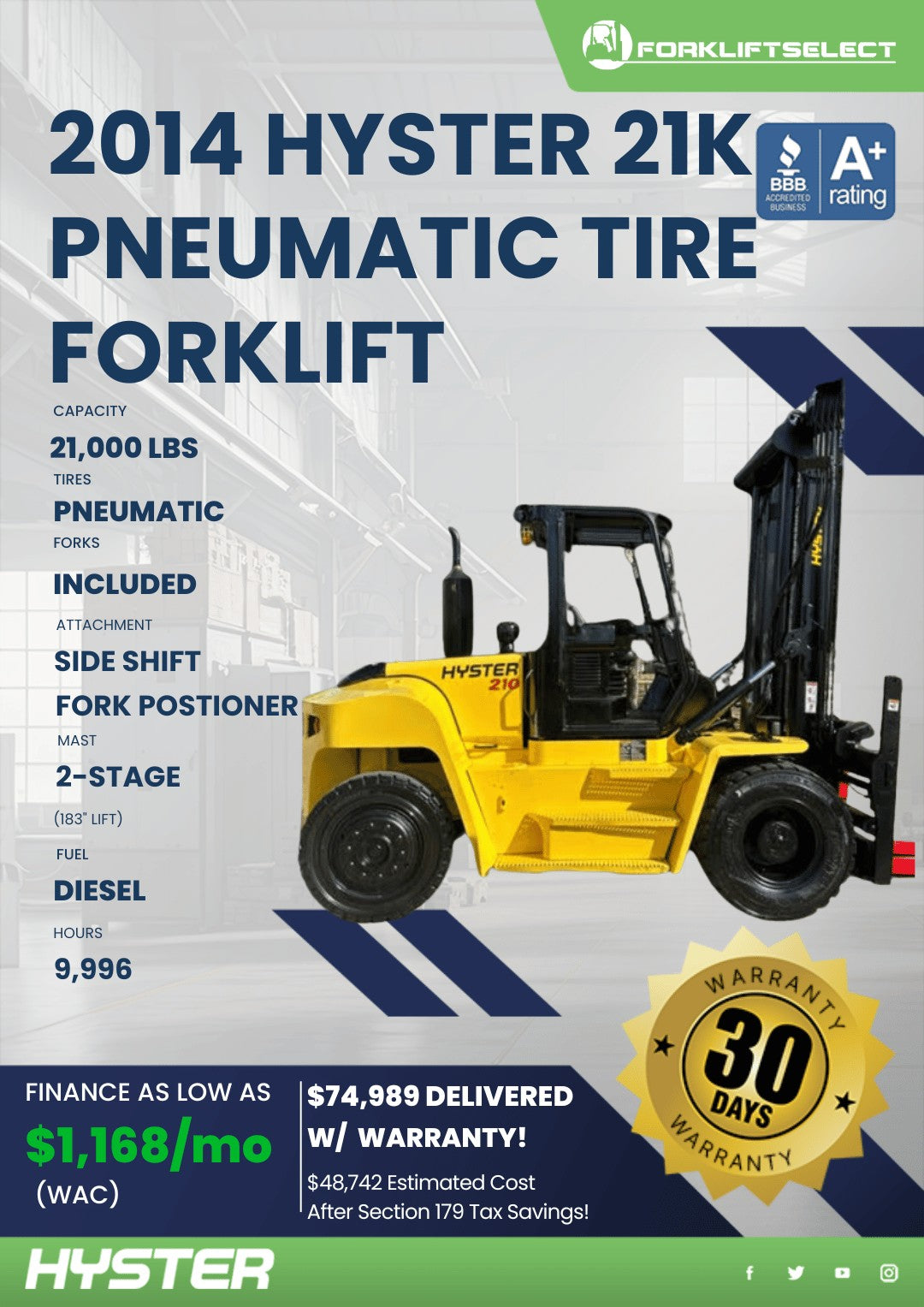 2014.0 Hyster 21K Pneumatic Tire Fo...