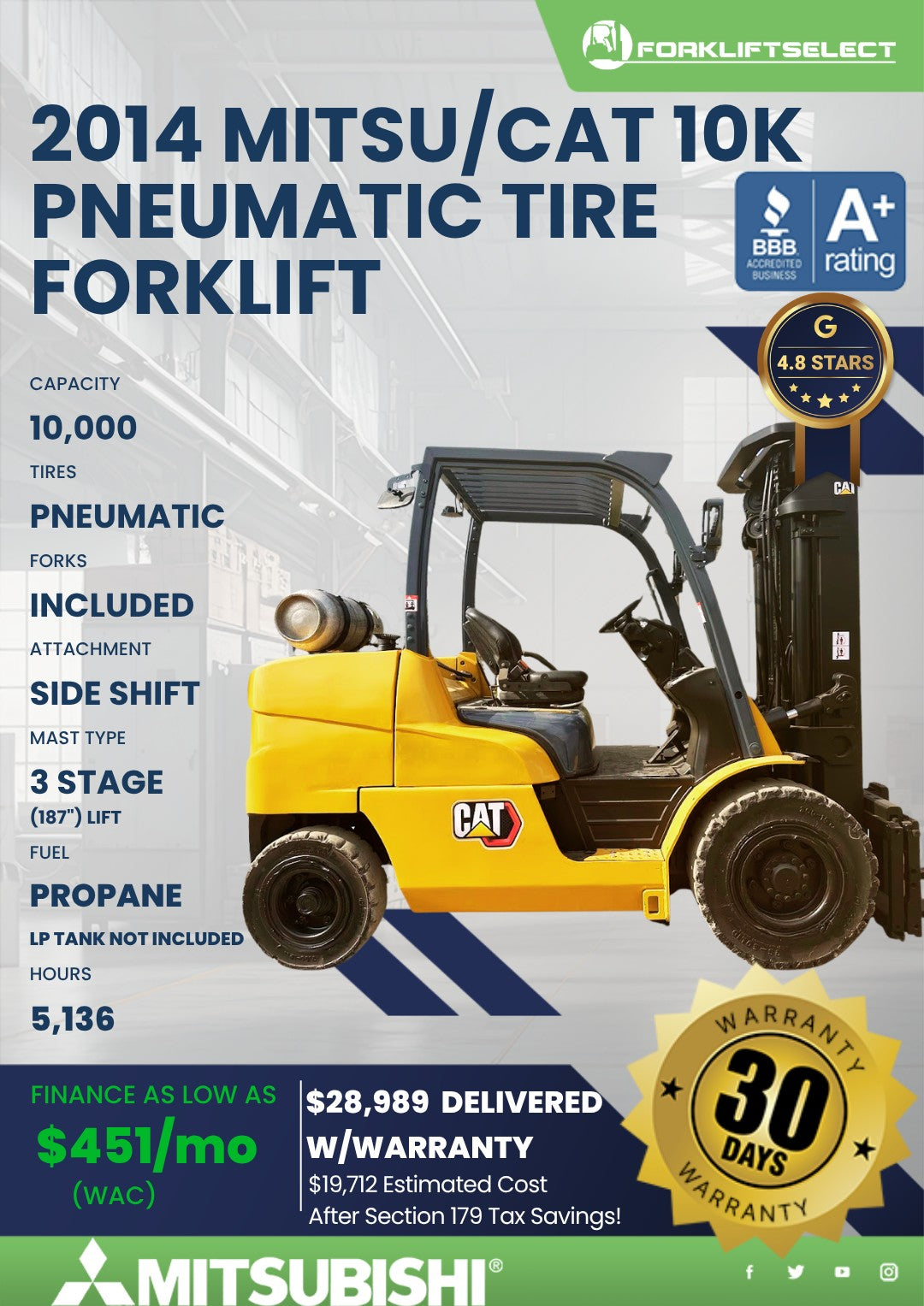 2014 Mitsubishi / CAT 10K Pneumatic...